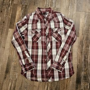 Mens button down Reclaim plaid shirt